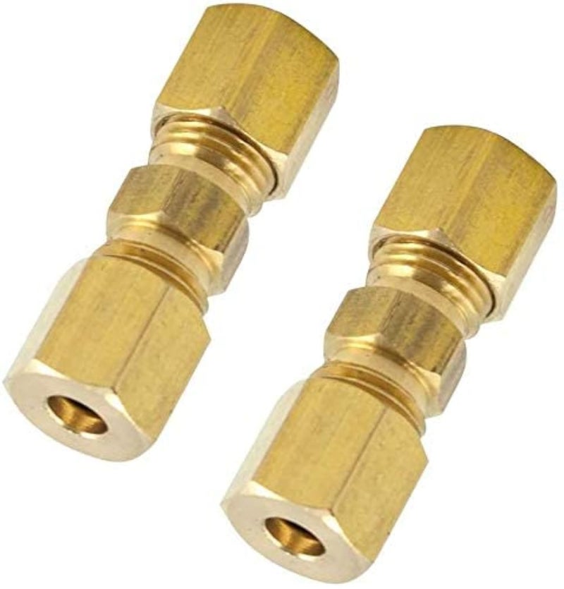 Legines Brass Compression Tube Fitting, Union, 5/16" OD x 5/16" OD, Pack of 2 - Image 1